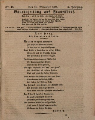 Bauern-Zeitung aus Frauendorf Mittwoch 26. November 1828