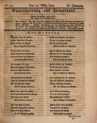 Bauern-Zeitung aus Frauendorf Samstag 14. März 1829