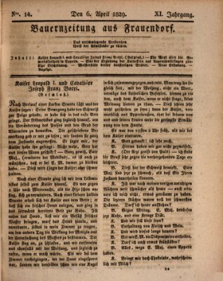 Bauern-Zeitung aus Frauendorf Montag 6. April 1829