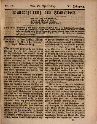 Bauern-Zeitung aus Frauendorf Montag 13. April 1829