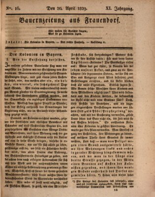 Bauern-Zeitung aus Frauendorf Montag 20. April 1829