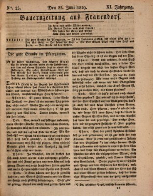 Bauern-Zeitung aus Frauendorf Montag 22. Juni 1829