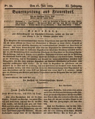 Bauern-Zeitung aus Frauendorf Montag 27. Juli 1829