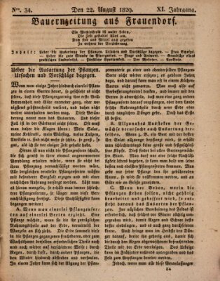 Bauern-Zeitung aus Frauendorf Samstag 22. August 1829