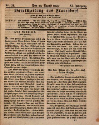 Bauern-Zeitung aus Frauendorf Samstag 29. August 1829