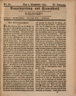 Bauern-Zeitung aus Frauendorf Samstag 5. September 1829