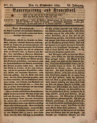 Bauern-Zeitung aus Frauendorf Samstag 12. September 1829