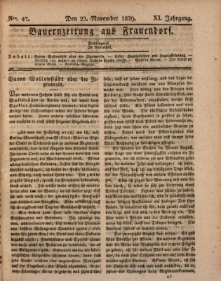 Bauern-Zeitung aus Frauendorf Sonntag 22. November 1829