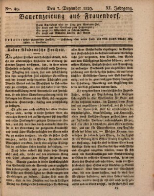 Bauern-Zeitung aus Frauendorf Montag 7. Dezember 1829