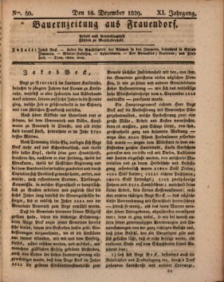 Bauern-Zeitung aus Frauendorf Montag 14. Dezember 1829