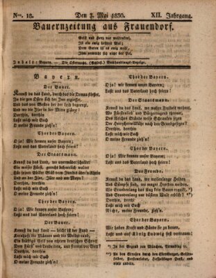 Bauern-Zeitung aus Frauendorf Montag 3. Mai 1830