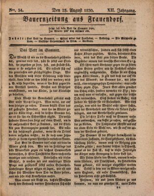 Bauern-Zeitung aus Frauendorf Montag 23. August 1830