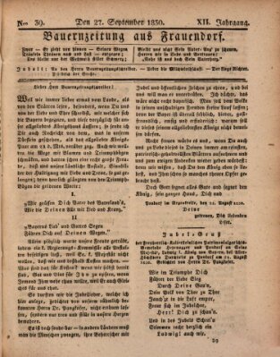 Bauern-Zeitung aus Frauendorf Montag 27. September 1830