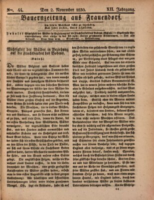 Bauern-Zeitung aus Frauendorf Dienstag 2. November 1830