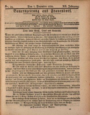 Bauern-Zeitung aus Frauendorf Dienstag 7. Dezember 1830