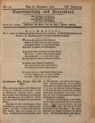 Bauern-Zeitung aus Frauendorf Donnerstag 23. Dezember 1830