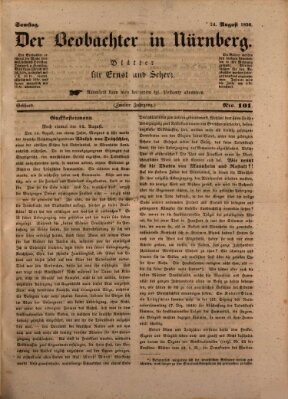 Der Beobachter in Nürnberg (Nürnberger Beobachter) Samstag 24. August 1850