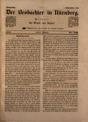 Der Beobachter in Nürnberg (Nürnberger Beobachter) Donnerstag 5. September 1850