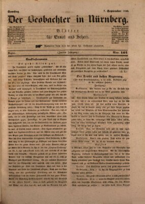 Der Beobachter in Nürnberg (Nürnberger Beobachter) Samstag 7. September 1850