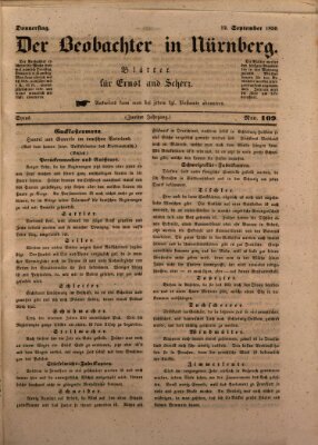 Der Beobachter in Nürnberg (Nürnberger Beobachter) Donnerstag 12. September 1850