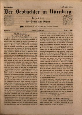 Der Beobachter in Nürnberg (Nürnberger Beobachter) Donnerstag 17. Oktober 1850