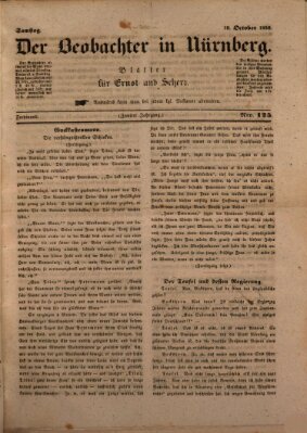 Der Beobachter in Nürnberg (Nürnberger Beobachter) Samstag 19. Oktober 1850