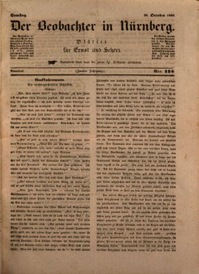 Der Beobachter in Nürnberg (Nürnberger Beobachter) Samstag 26. Oktober 1850