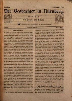 Der Beobachter in Nürnberg (Nürnberger Beobachter) Samstag 9. November 1850