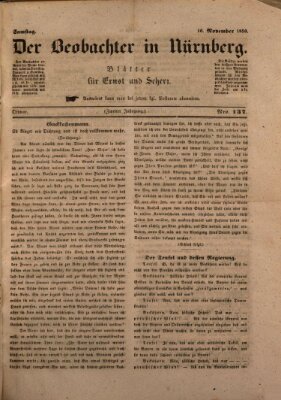 Der Beobachter in Nürnberg (Nürnberger Beobachter) Samstag 16. November 1850