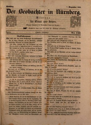 Der Beobachter in Nürnberg (Nürnberger Beobachter) Samstag 7. Dezember 1850