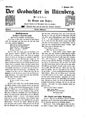 Der Beobachter in Nürnberg (Nürnberger Beobachter) Dienstag 7. Januar 1851