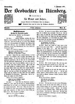 Der Beobachter in Nürnberg (Nürnberger Beobachter) Donnerstag 9. Januar 1851