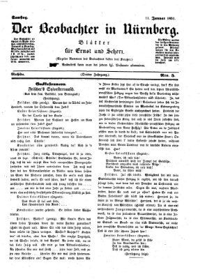 Der Beobachter in Nürnberg (Nürnberger Beobachter) Samstag 11. Januar 1851