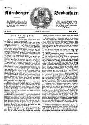 Nürnberger Beobachter Samstag 2. Juli 1853