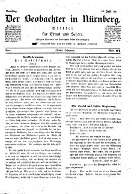 Der Beobachter in Nürnberg (Nürnberger Beobachter) Samstag 26. Juli 1851