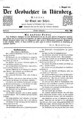 Der Beobachter in Nürnberg (Nürnberger Beobachter) Samstag 2. August 1851