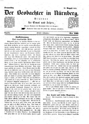 Der Beobachter in Nürnberg (Nürnberger Beobachter) Donnerstag 28. August 1851