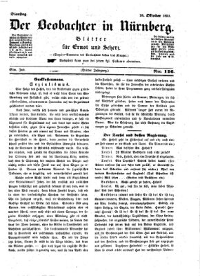 Der Beobachter in Nürnberg (Nürnberger Beobachter) Dienstag 28. Oktober 1851