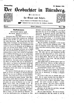 Der Beobachter in Nürnberg (Nürnberger Beobachter) Donnerstag 22. Januar 1852