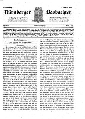 Nürnberger Beobachter Donnerstag 1. April 1852