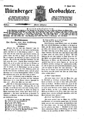 Nürnberger Beobachter Donnerstag 17. Juni 1852