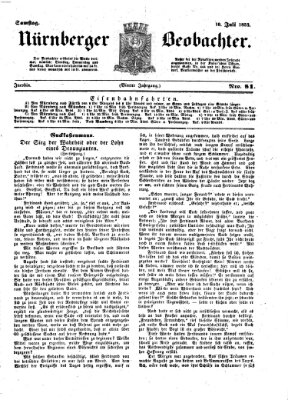 Nürnberger Beobachter Samstag 10. Juli 1852