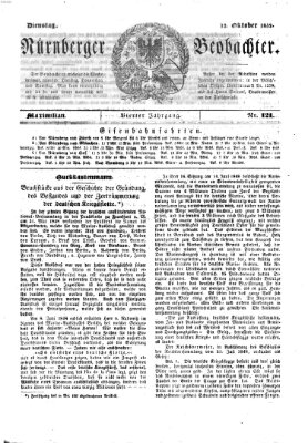 Nürnberger Beobachter Dienstag 12. Oktober 1852