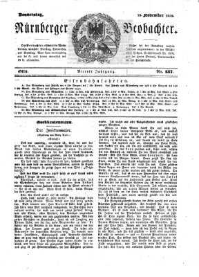 Nürnberger Beobachter Donnerstag 18. November 1852