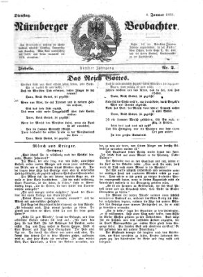 Nürnberger Beobachter Dienstag 4. Januar 1853