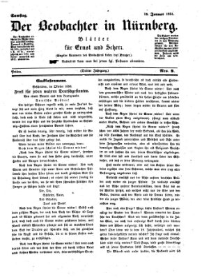 Der Beobachter in Nürnberg (Nürnberger Beobachter) Samstag 18. Januar 1851