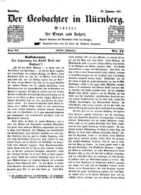 Der Beobachter in Nürnberg (Nürnberger Beobachter) Samstag 25. Januar 1851