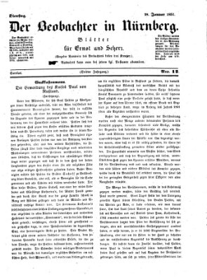 Der Beobachter in Nürnberg (Nürnberger Beobachter) Dienstag 28. Januar 1851