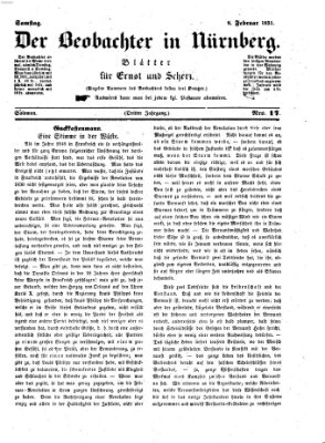 Der Beobachter in Nürnberg (Nürnberger Beobachter) Samstag 8. Februar 1851