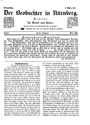 Der Beobachter in Nürnberg (Nürnberger Beobachter) Donnerstag 6. März 1851